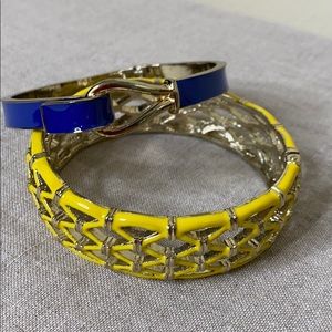 Two Hinged Enameled Bracelets
